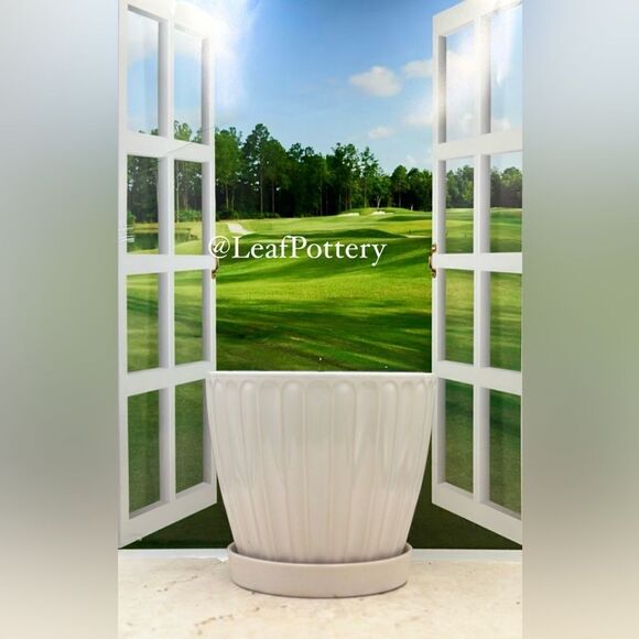 Pancho White Ceramic Planter Pot with Saucer Attached - Picture 9 of 9